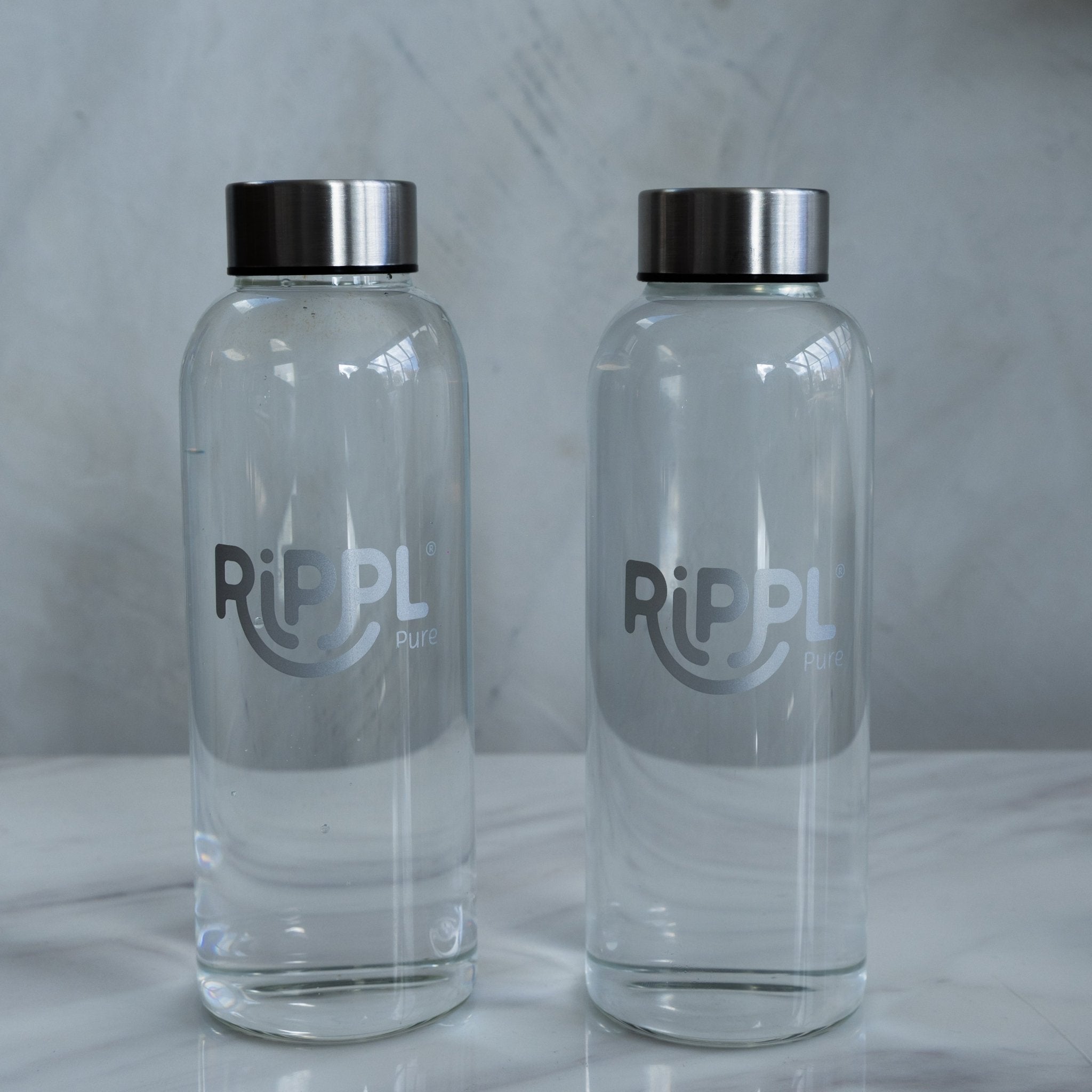 2 Pack Rippl Pure Glass Drink Bottle - 450ml - drinkrippl.com