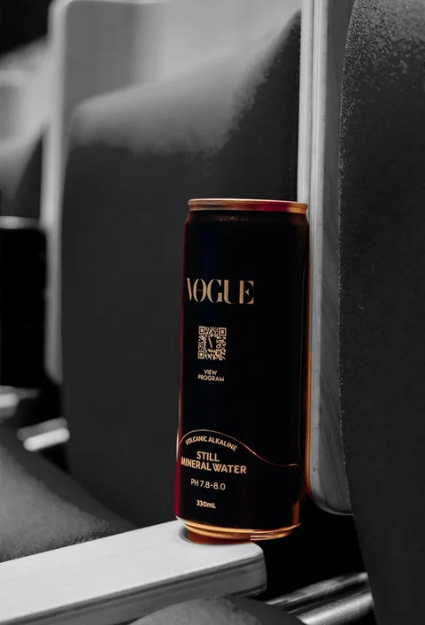 A Vogue can on a theatre seat