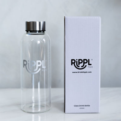 Rippl glass water bottle